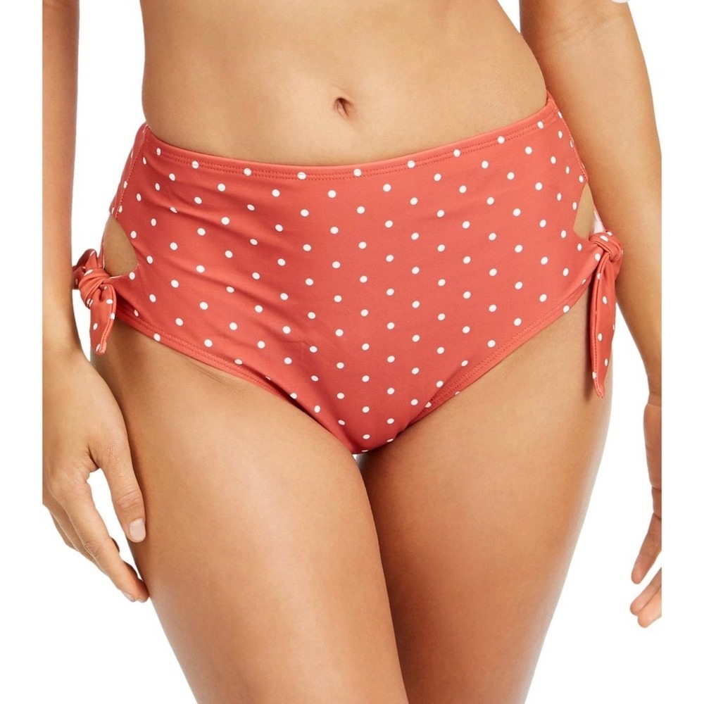 Sun Dazed Terracotta Polka Dot High Waist Bikini Bottoms Side Ties XL NWT